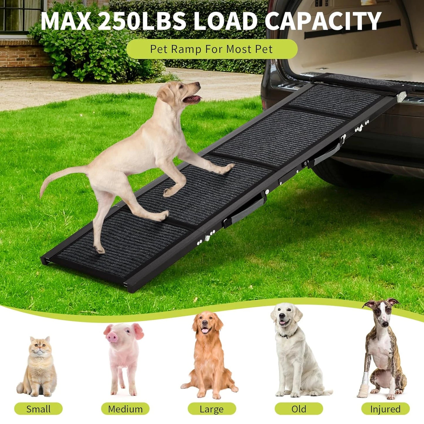 HiMISS Car Dog Ramp Folding Non Slip for Large Dogs