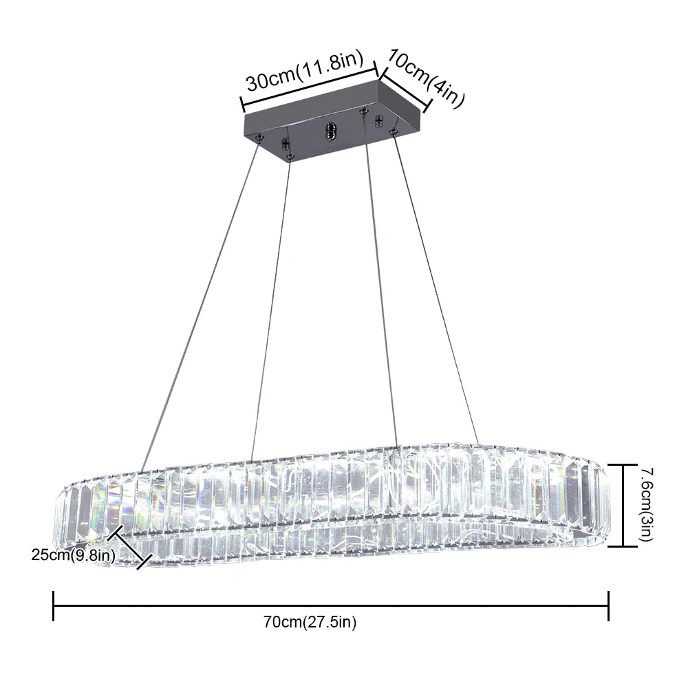 VETRULUS Modern Crystal Oval LED Chandelier Ceiling Light Fixture