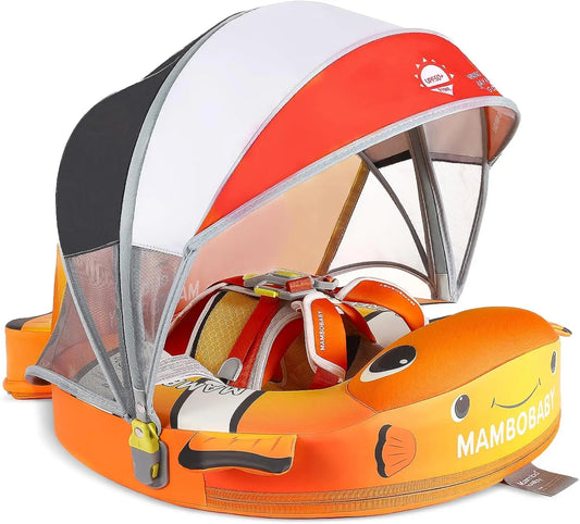 Baby NonInflatable Pool Float with Canopy and UPF Sun Protection