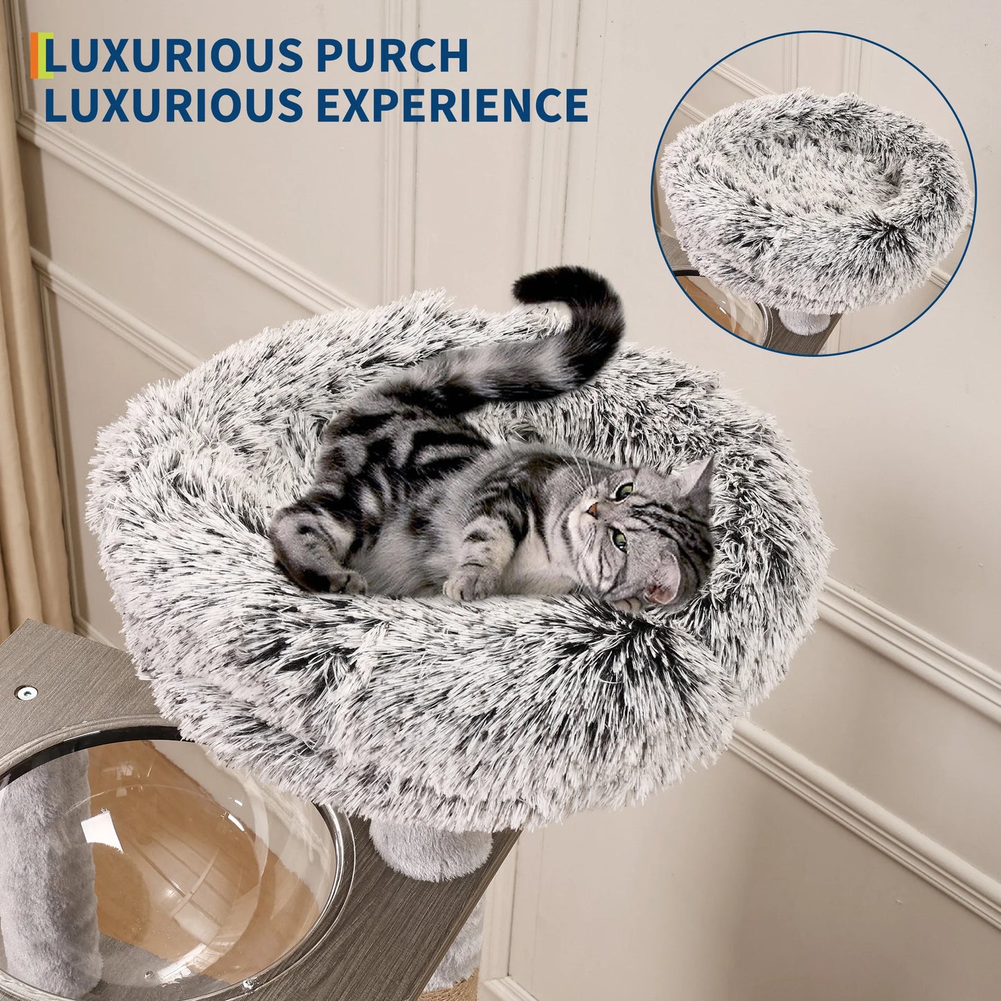 HiMISS Multi Level Cat Tree With Litter Box and Nest