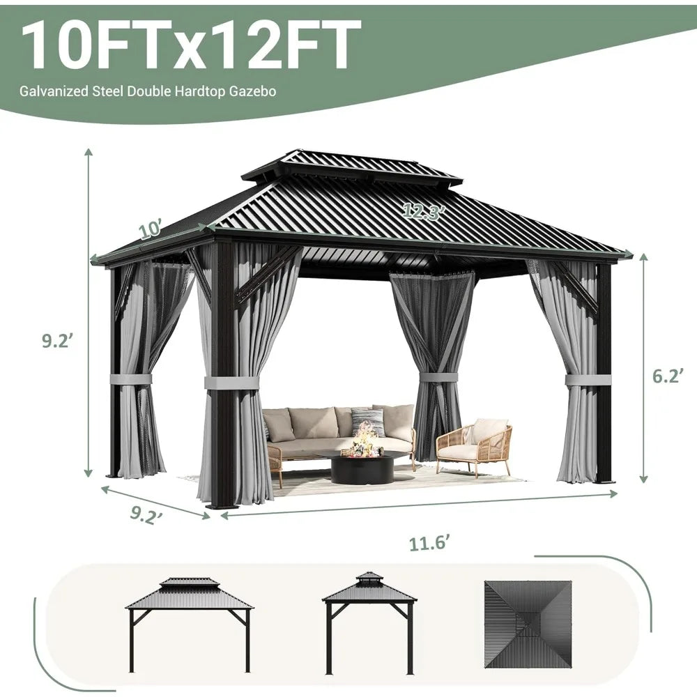 GELU Gazebo Hardtop Aluminum Frame Pergola