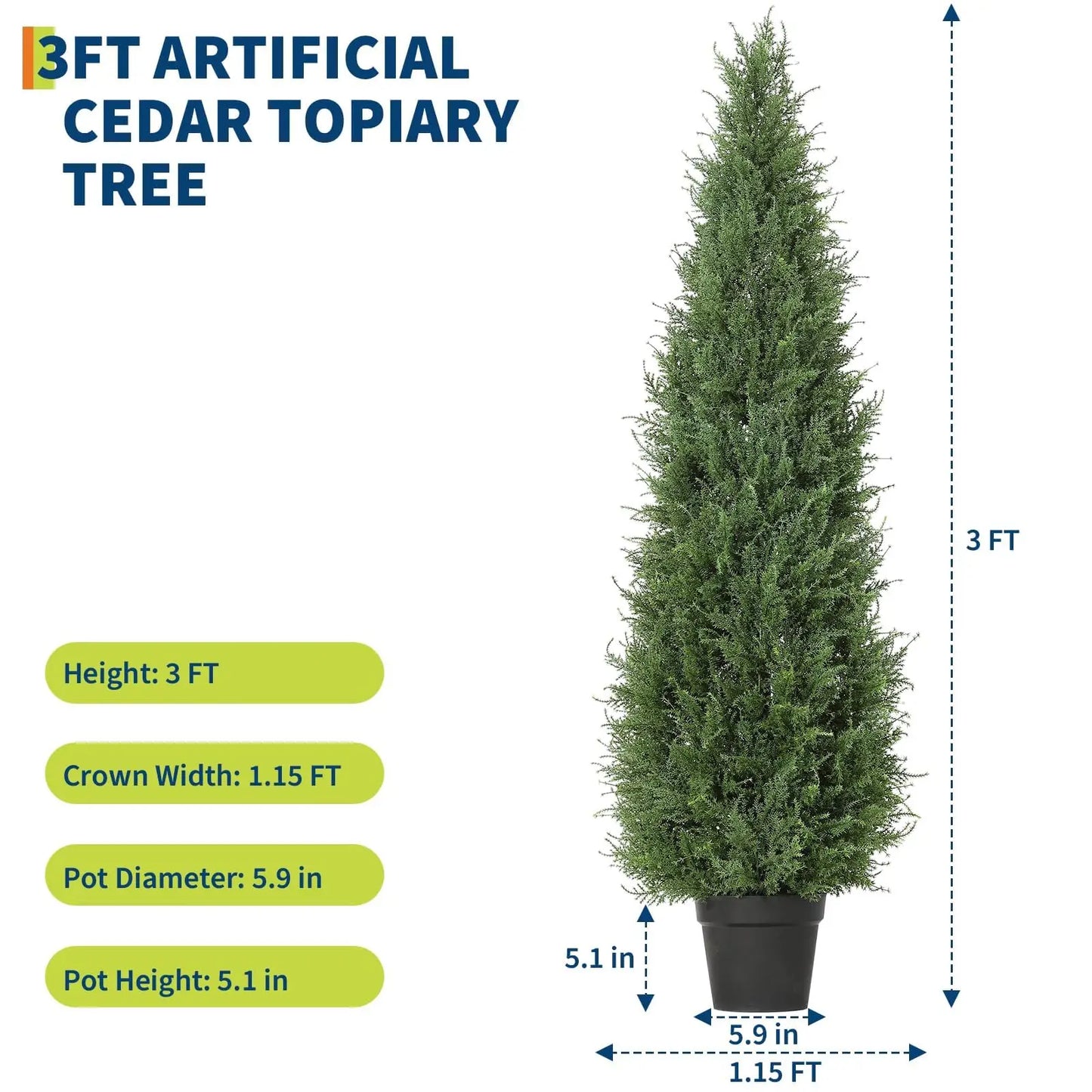 HiMISS Two Pack Artificial Cedar Topiary Trees Outdoors Indoors
