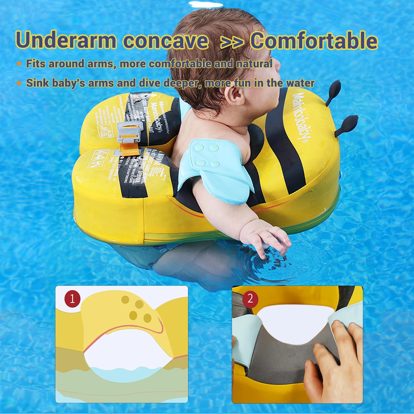 Mambobaby Baby Float With Inflation Free Core Sunshade Crotch Strap