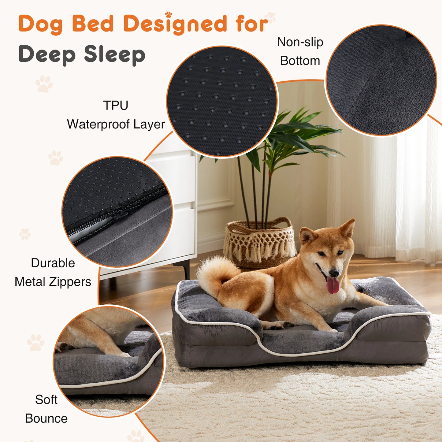 JHK Orthopedic Memory Foam Dog Bed for Small Pets Premium