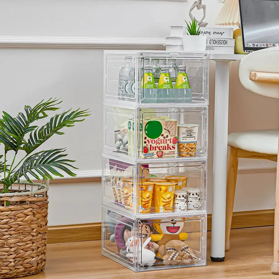 XMSJ Magnetic Door Stackable Storage Bins With Lids