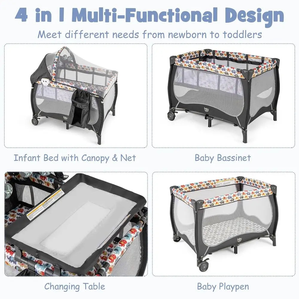 4 In 1 Baby Playard With Bassinet And Changing Table