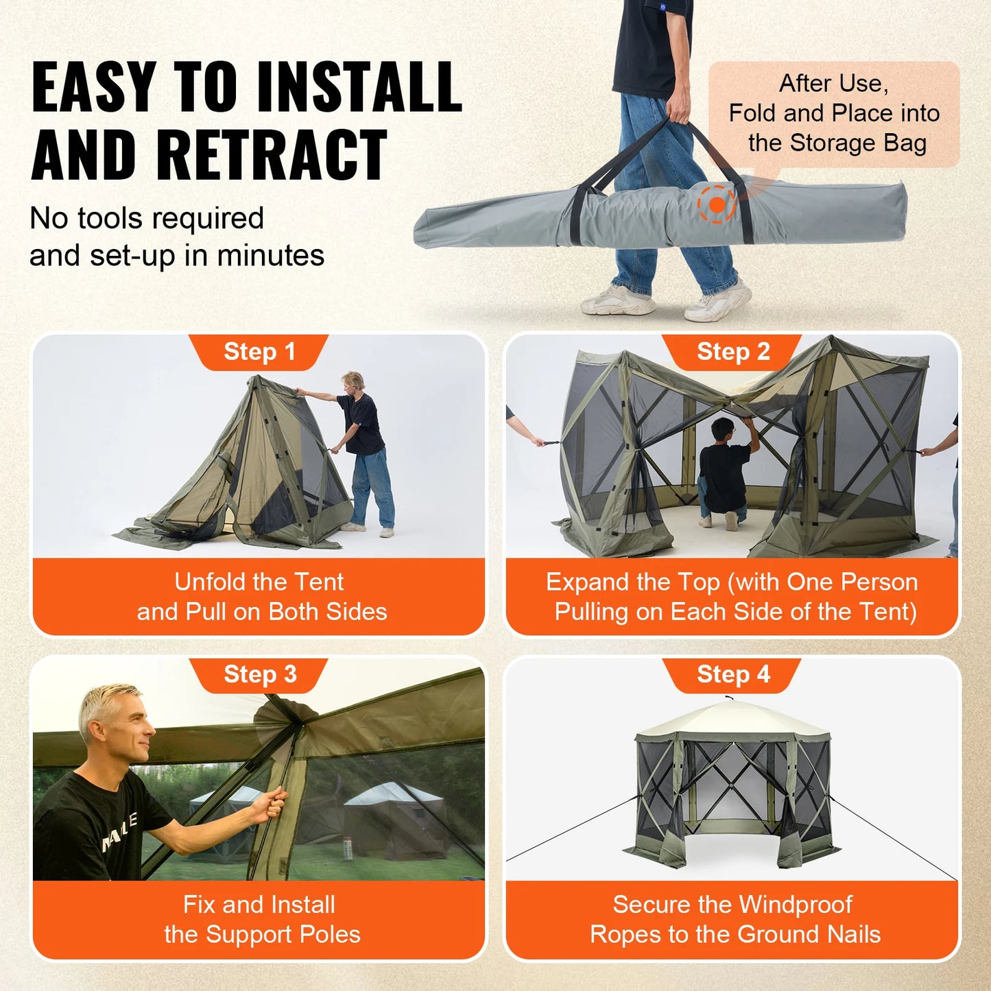 SucceBuy Pop Up Gazebo Tent With Privacy Cloths Mesh Windows