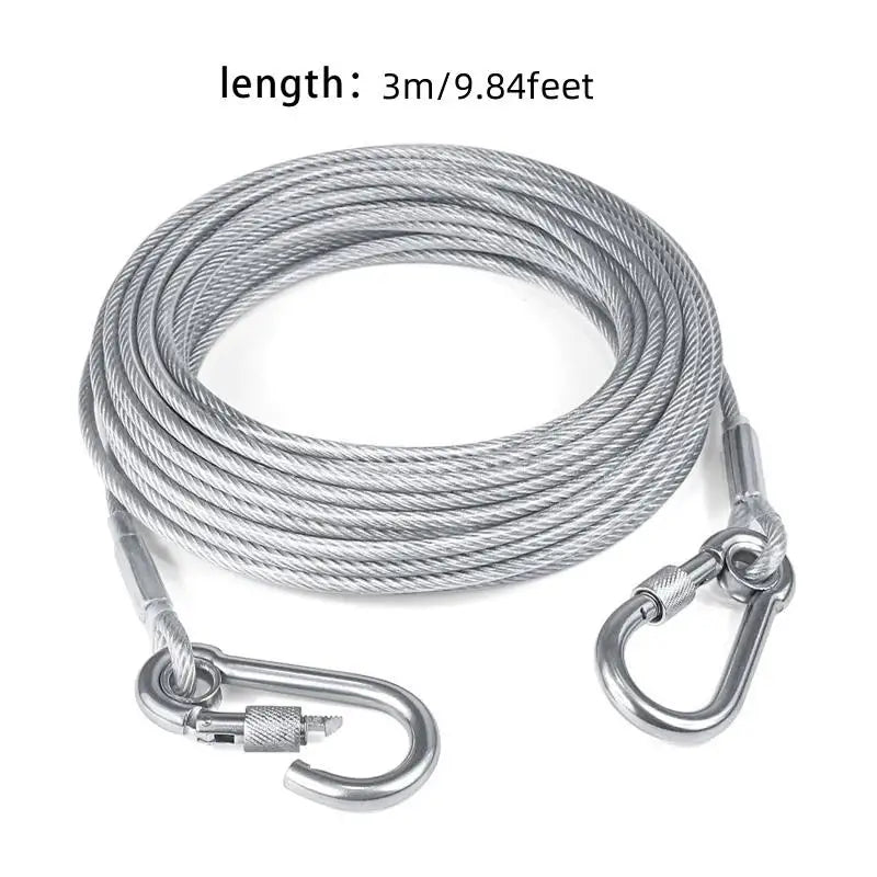 Double Headed Dog Tie Out Cable Leash Stainless Steel Wire