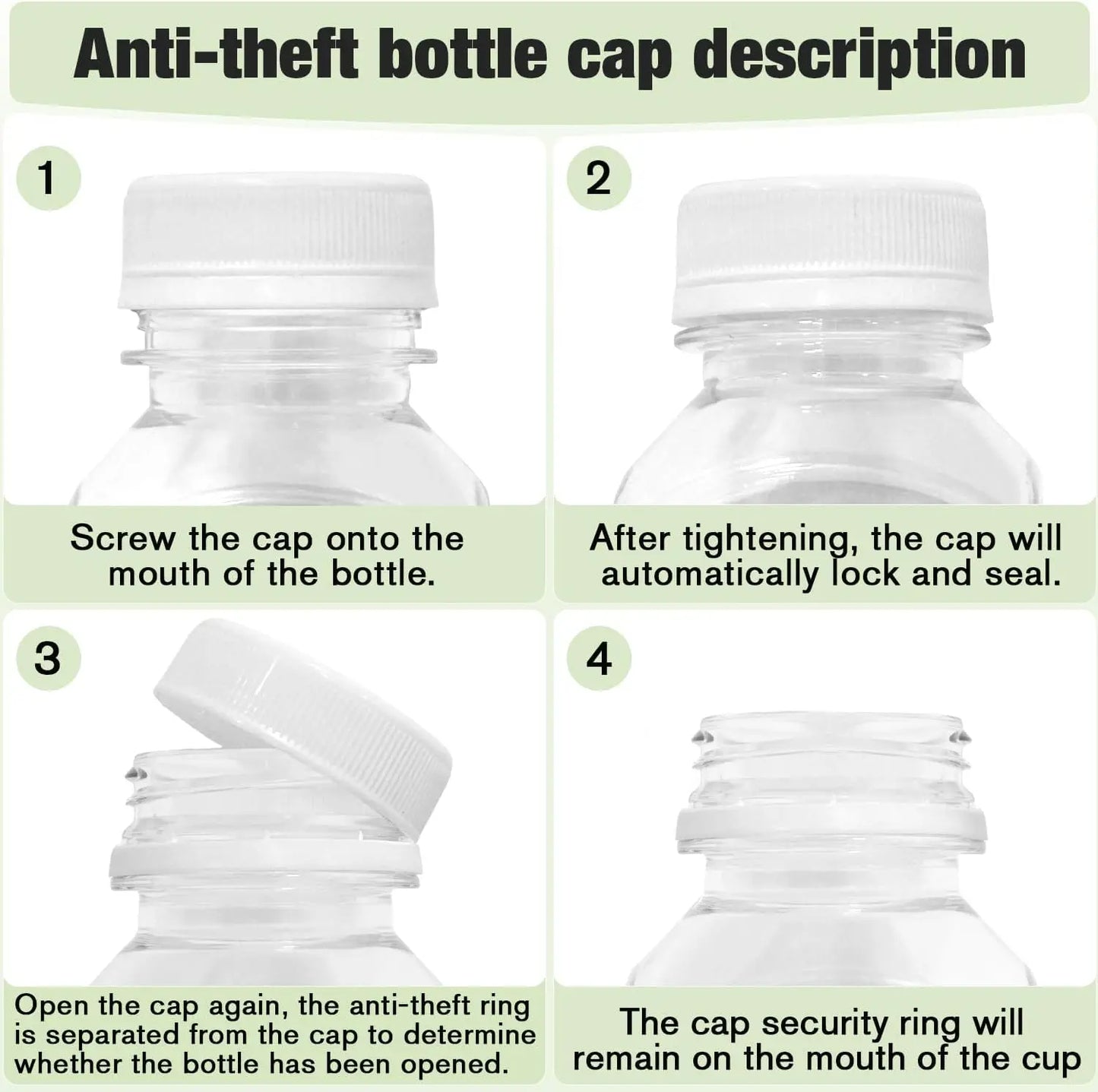6 Pack Reusable Plastic Juice Bottles With Tamperproof Lids