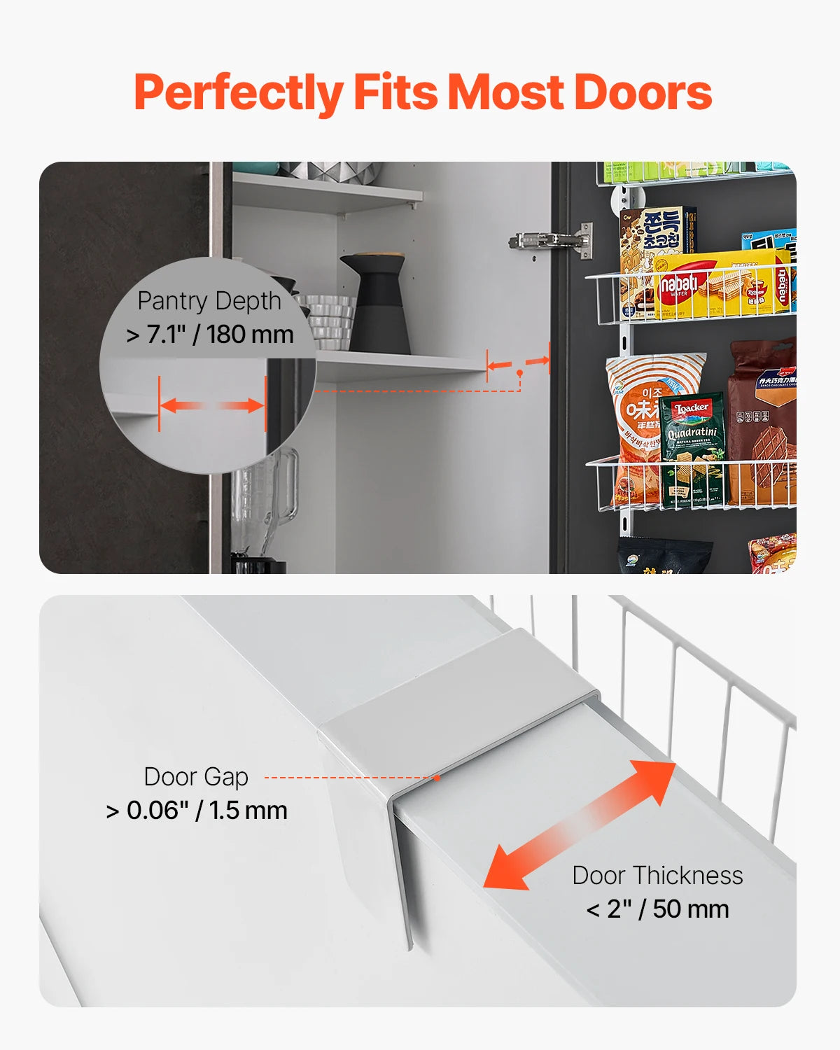 SucceBuy Over Door Pantry Organizer 6 Tier Heavy Duty Steel
