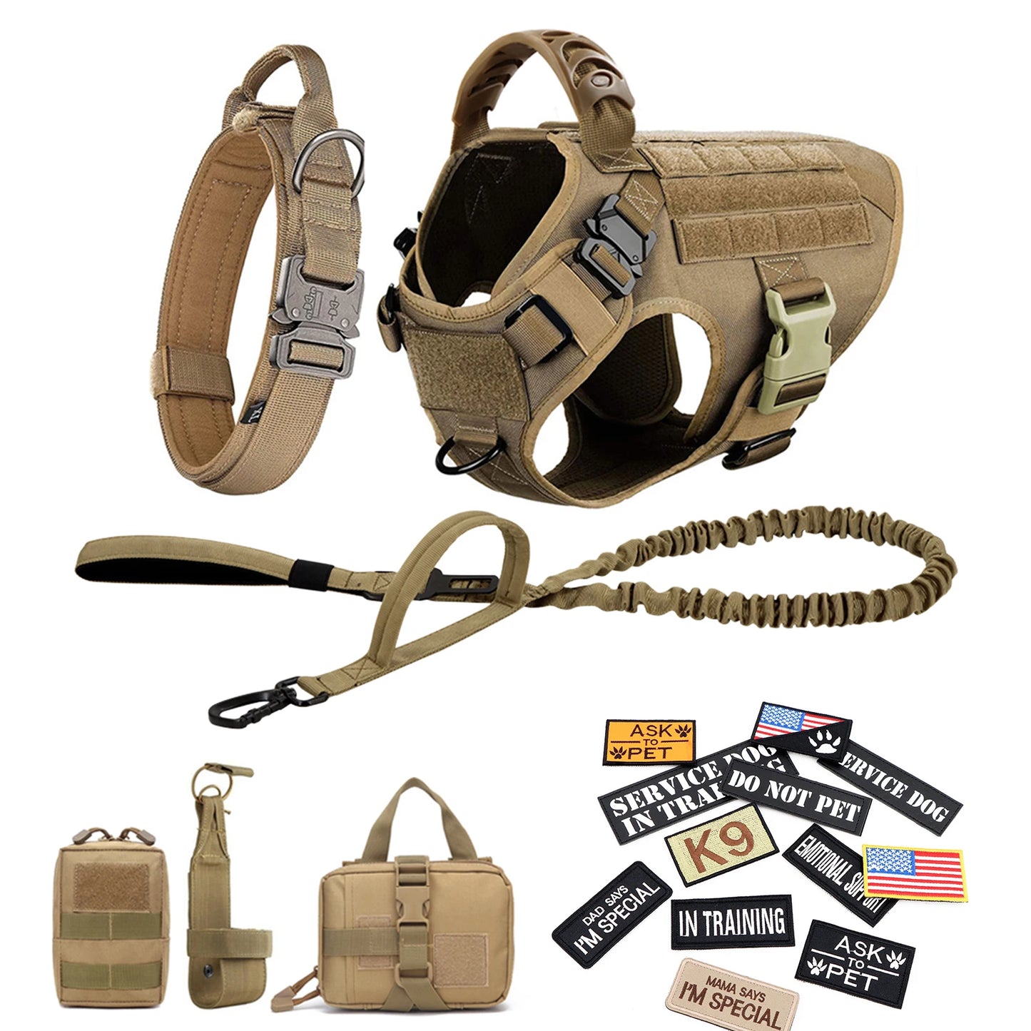 PETRAVEL Military Dog Harness Vest Set Nylon For Malinois Training