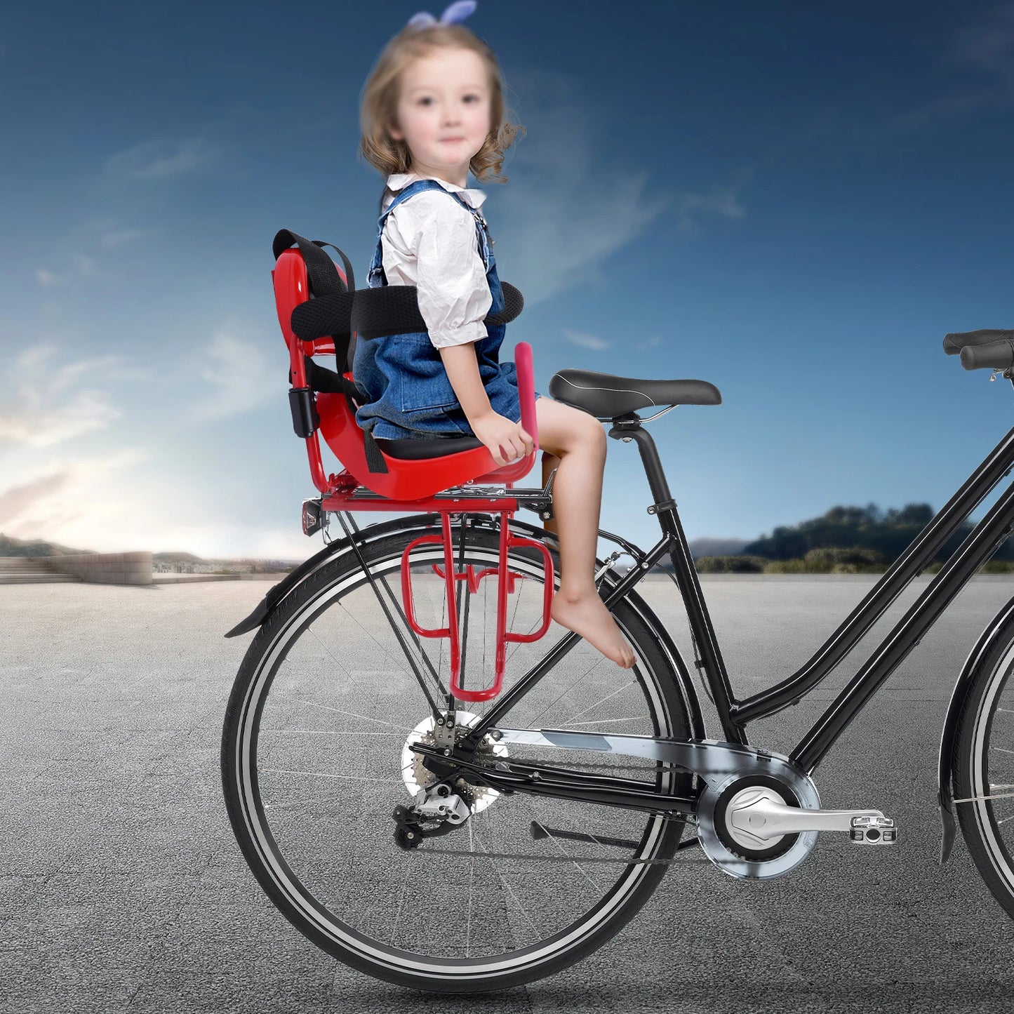 Rear Child Bike Seat Attachment With Cushion for Kids