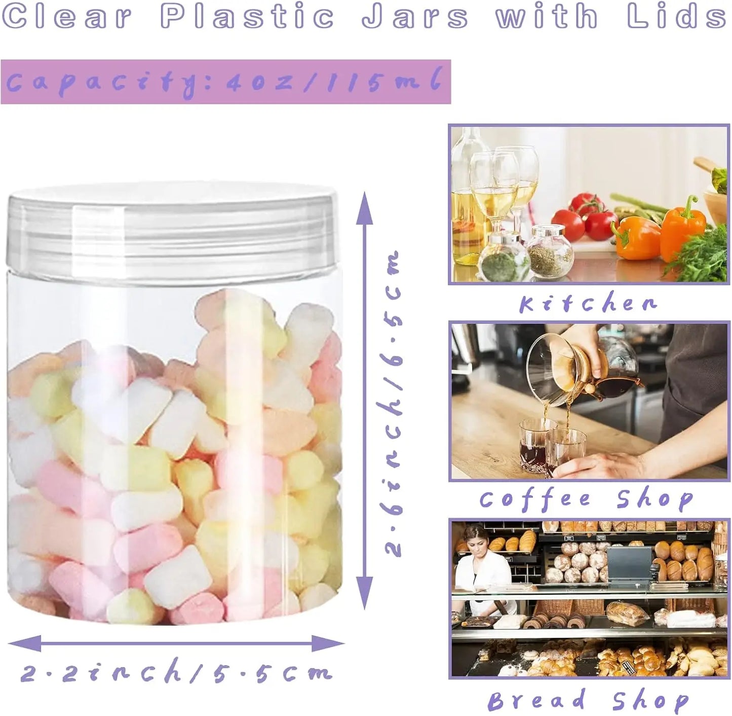 Clear Plastic Jars With Lids 20 Pack Wide Mouth Storage Containers