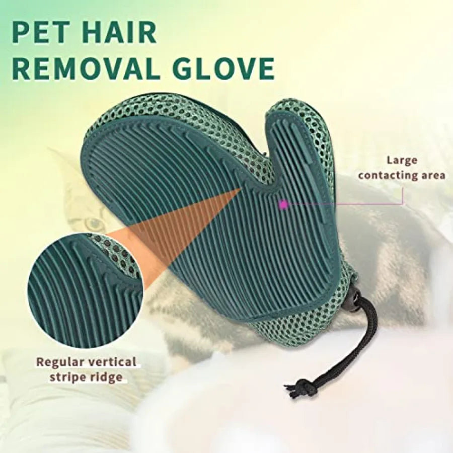 2 In 1 Cat Fur Glove Pet Hair Remover For Grooming Massage