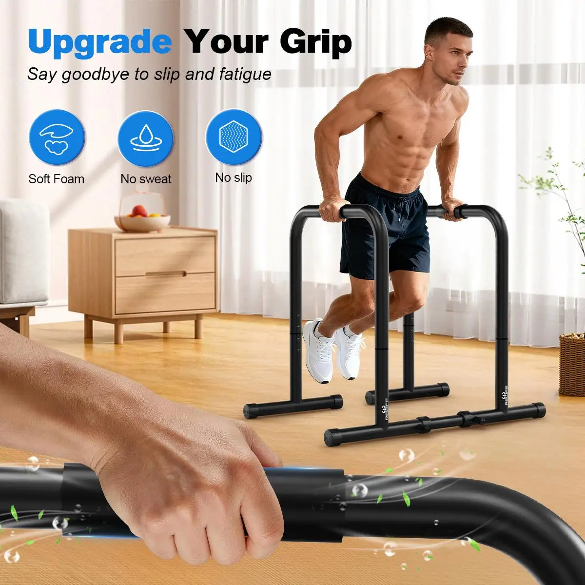 Adjustable Dip Bar Station 400 Lb Capacity For Home Gym