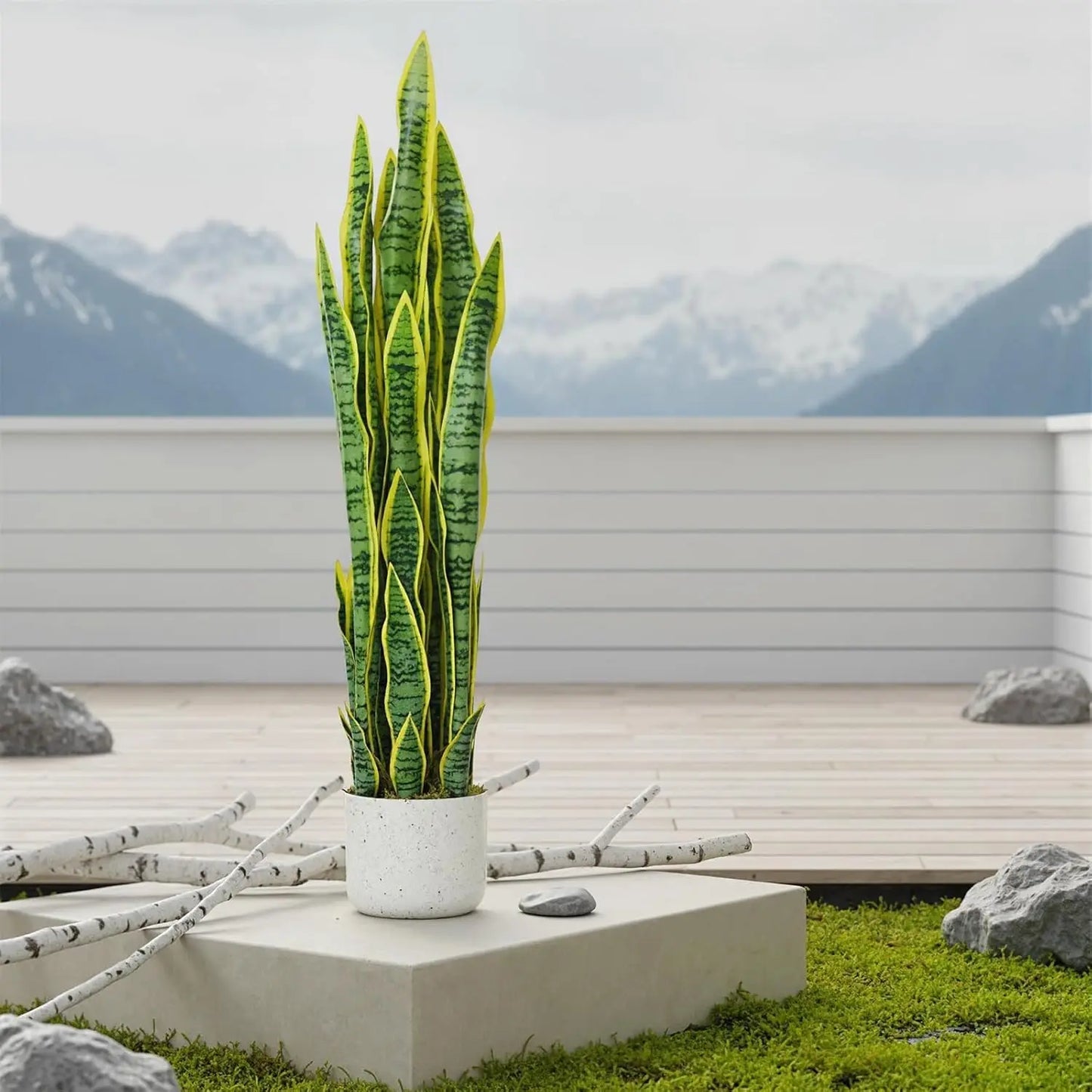 HiMISS Artificial Sansevieria Snake Plant With Planter