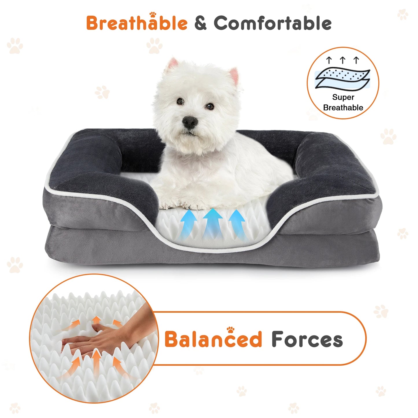 JHK Orthopedic Memory Foam Dog Bed for Small Pets Premium