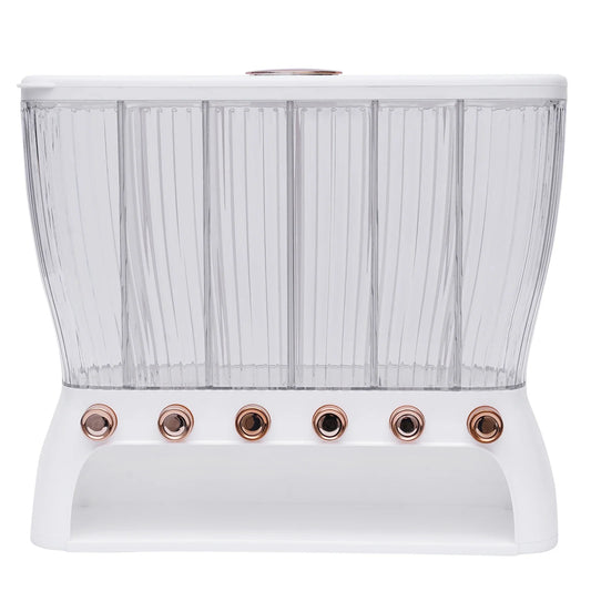 Six Grid Wall Mounted Dry Food Dispenser for Beans Cereals with Measuring Cup