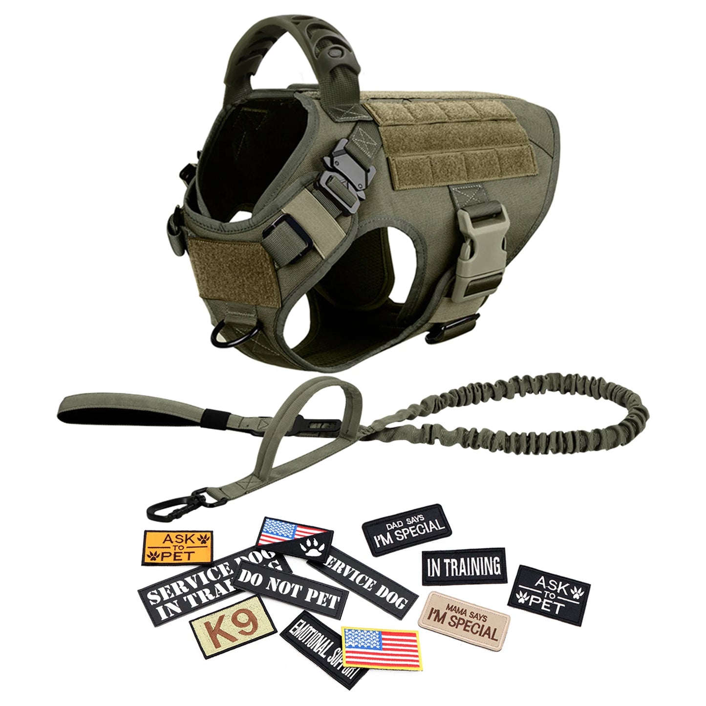PETRAVEL Military Dog Harness Vest Set Nylon For Malinois Training