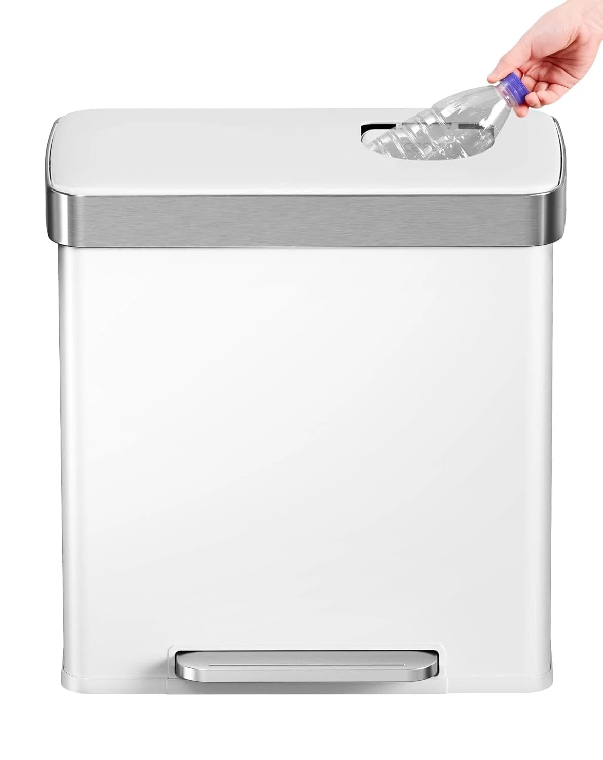 Kitchen Dual Compartment Trash And Recycle Bin With Stainless Steel