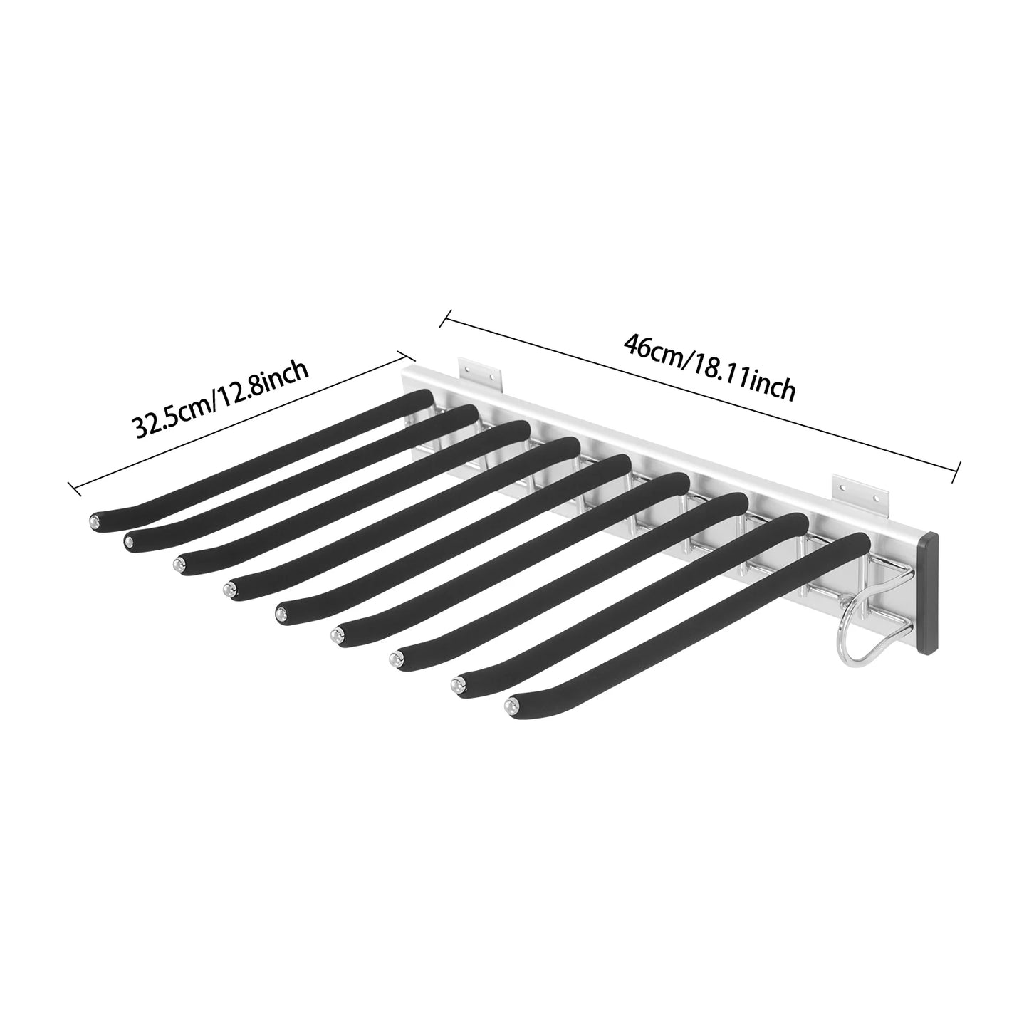 Bymaocar Pull Out Trousers Rack 9 Rods Retractable Wardrobe Wall Mount