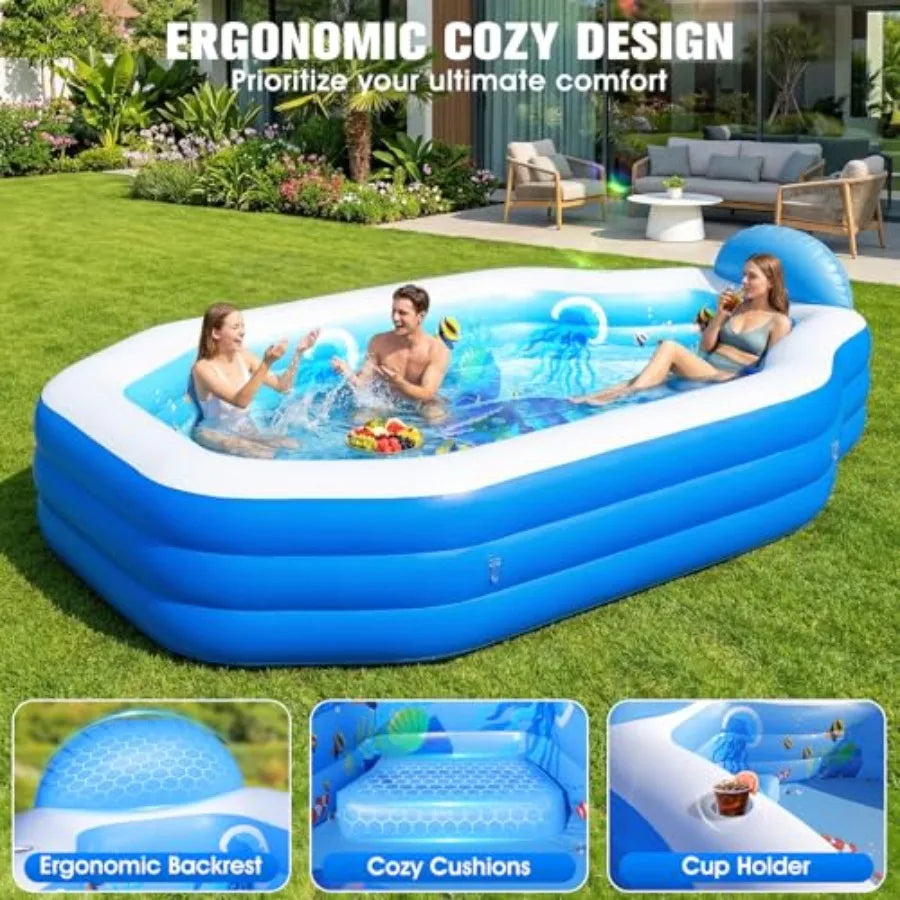 Eco Friendly PVC Inflatable Backyard Pool With Canopy