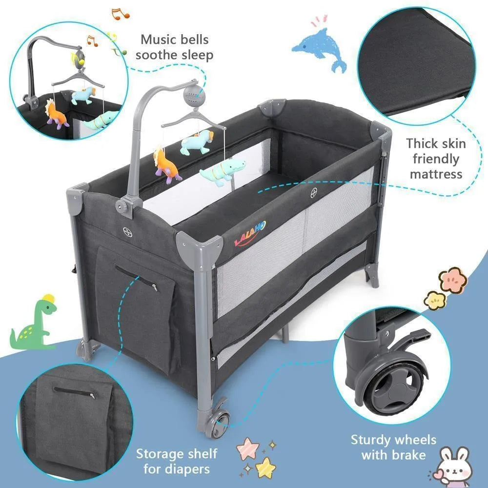 LALAHO 3-In-1 Baby Bassinet Bedside Sleeper With Mattress