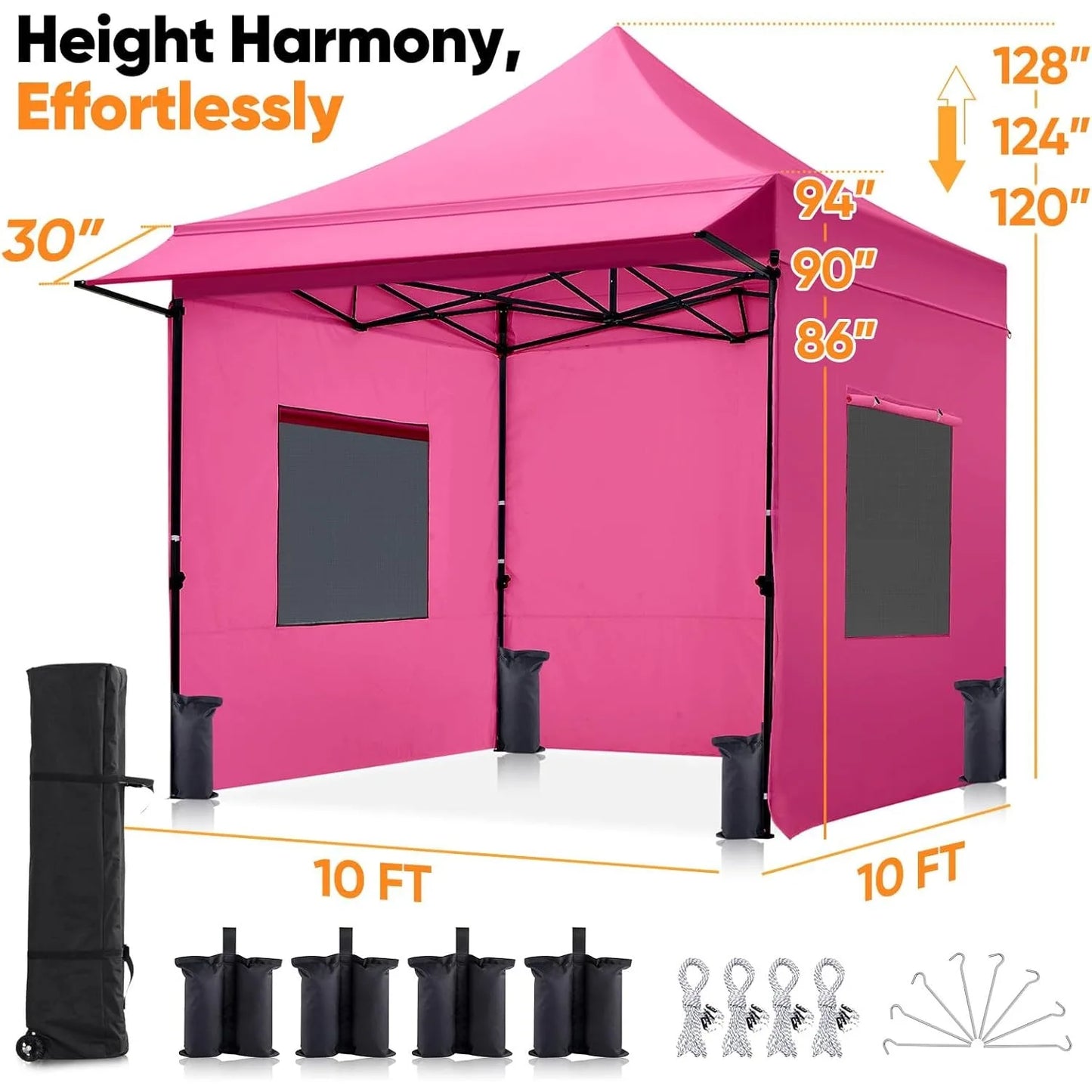 Heavy Duty Pop Up Canopy Tent With 3 Removable Sidewalls