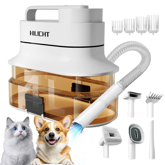 Pet Grooming Vacuum Kit Low Noise With 6 Tools For Dogs And Cats