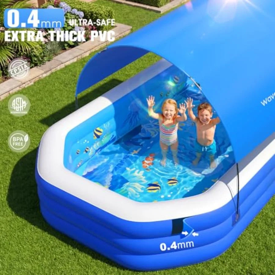 Eco Friendly PVC Inflatable Backyard Pool With Canopy