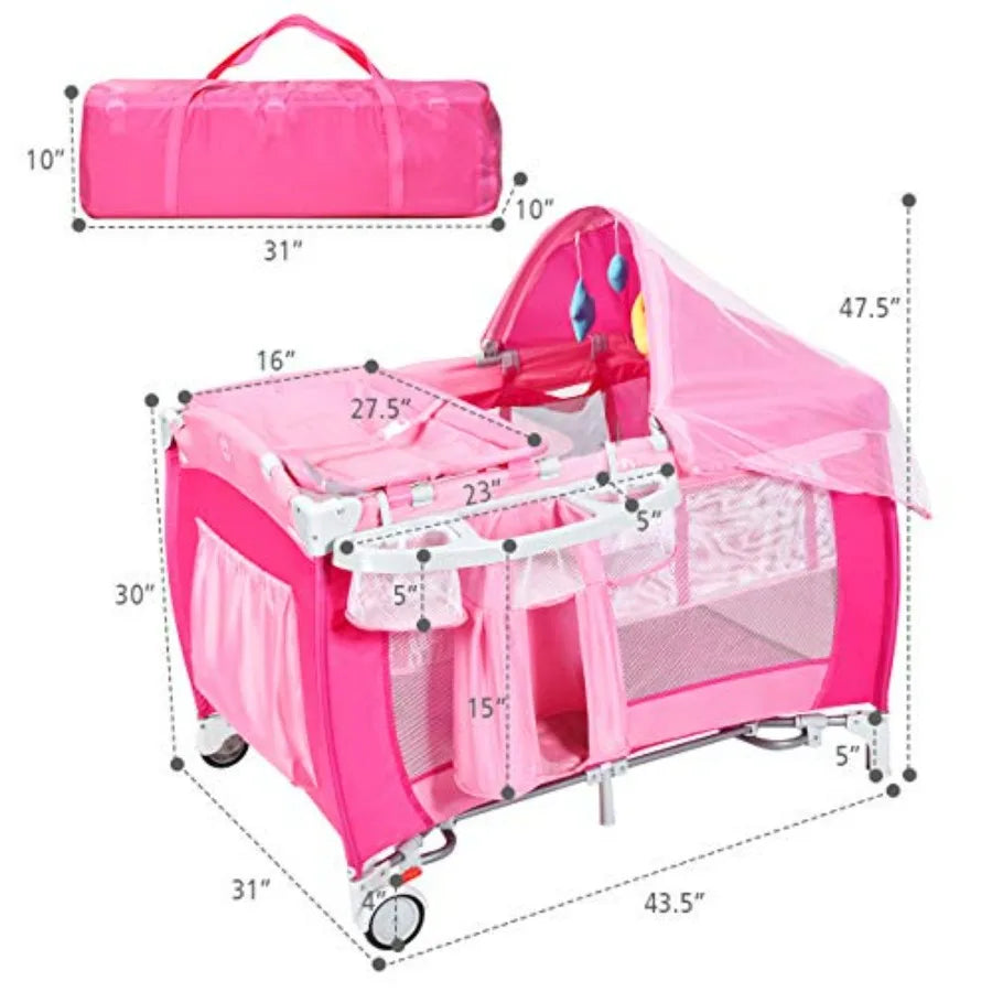 4 in 1 Pack and Play Bassinet Portable Baby Playard