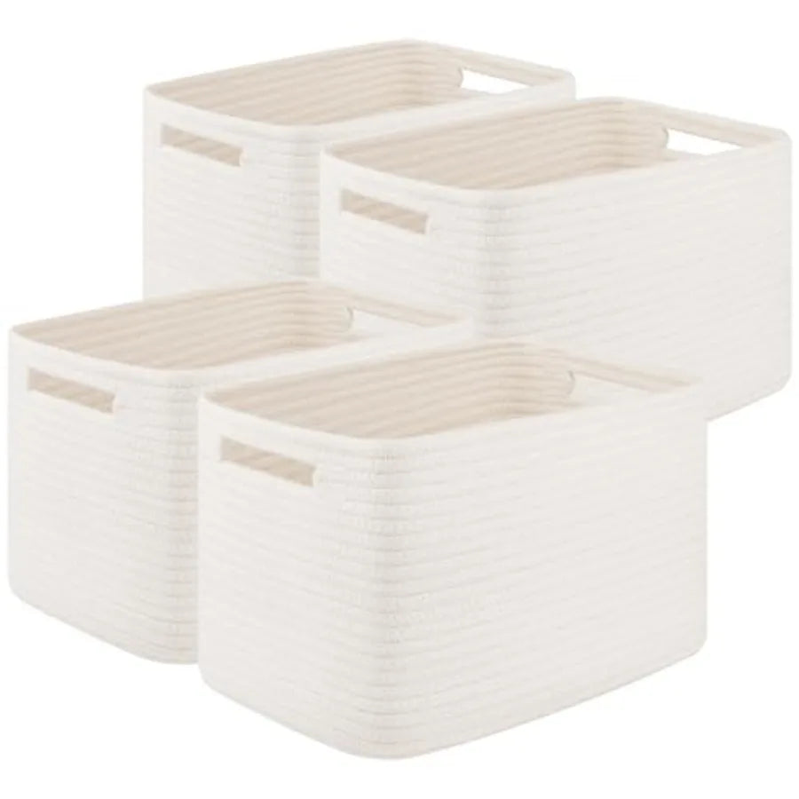 Woven Storage Baskets for Shelves and Organizing Cotton Rope Bins