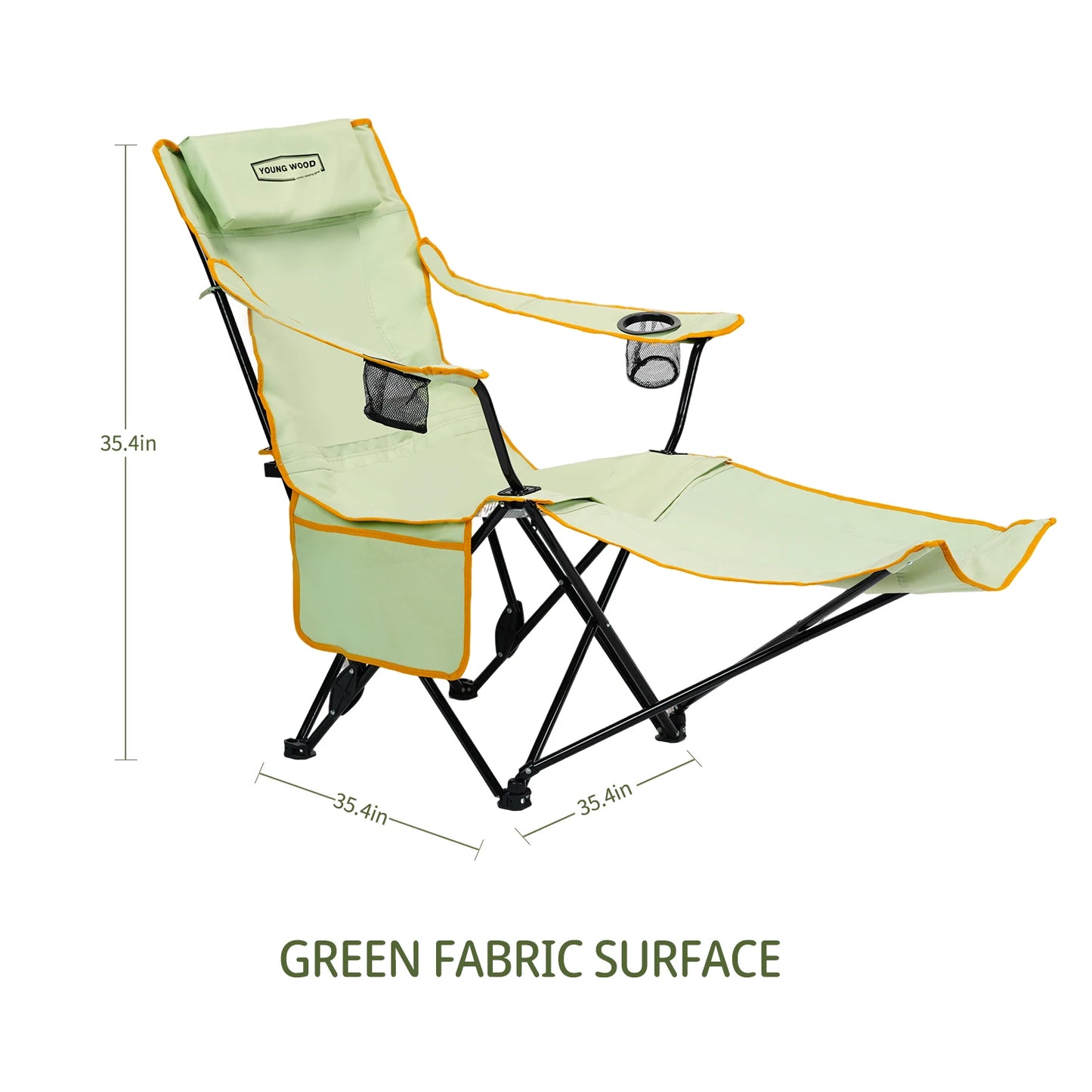 GERC Foldable 2-In-1 Reclining Camping Chair With Footrest Cup Holder