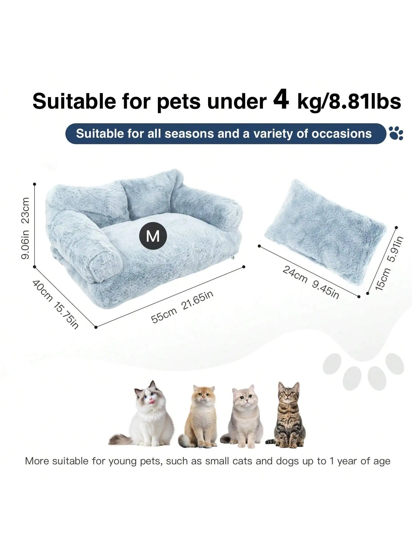Luxurious Plush Pet Sofa Bed Warm Cozy Cats And Dogs