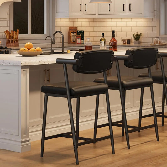 TWISTER.CK Modern Bar Stools Set With Back And Upholstered Seat