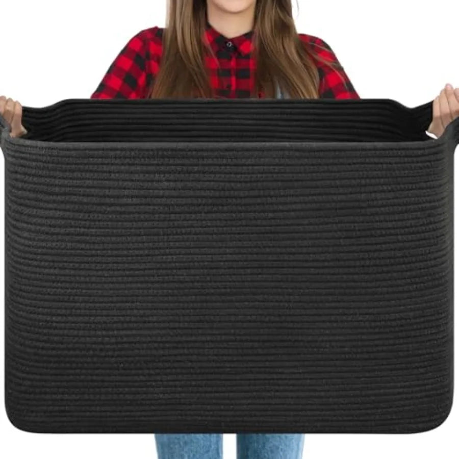 Extra Large Woven Rope Blanket Basket For Nursery And Living Room Storage