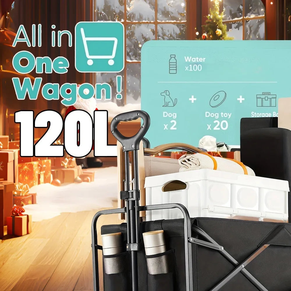 Heavy Duty Folding Wagon Cart With 360 Degree Wheels