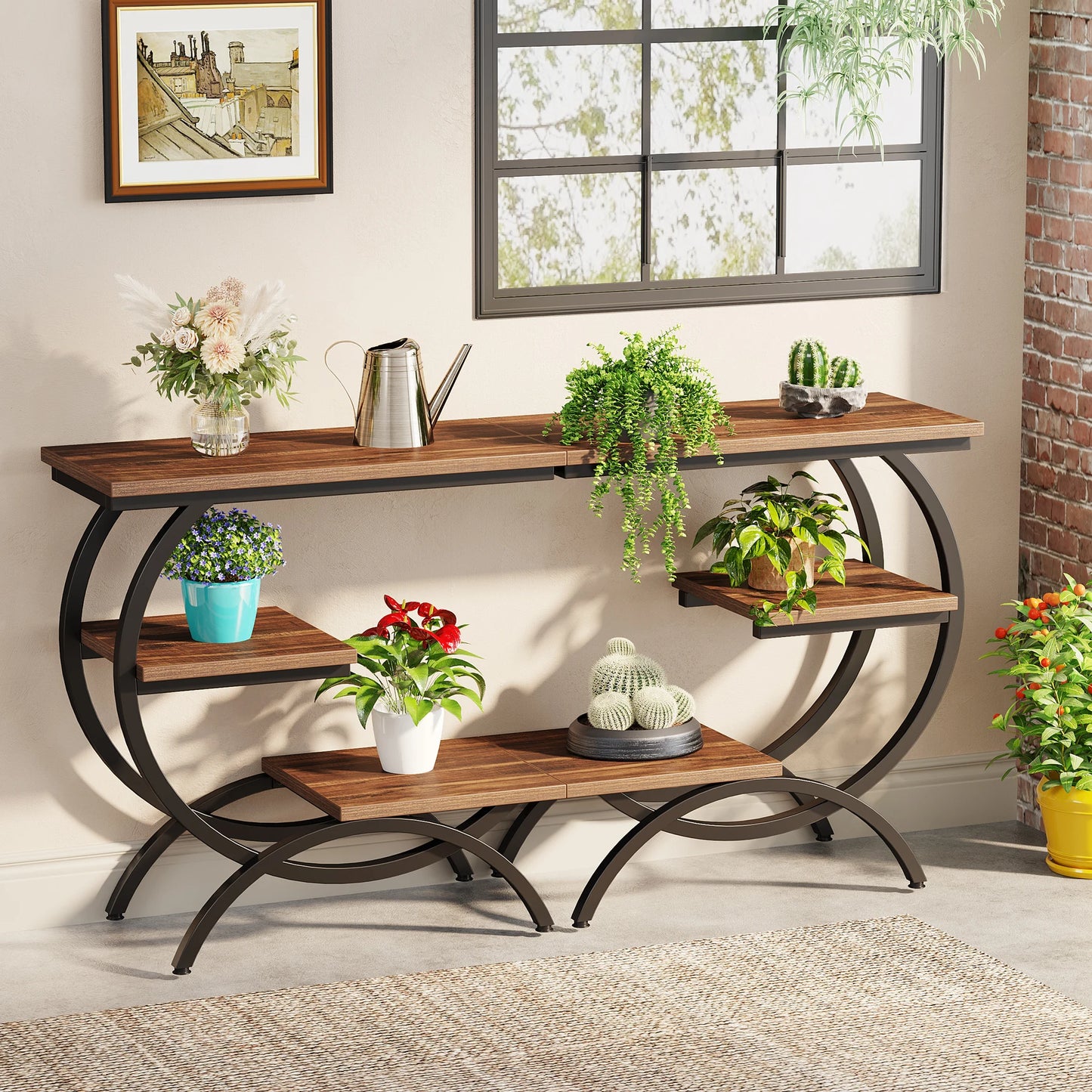 Tribesigns C Shaped End Table Industrial 3 Tier With Storage