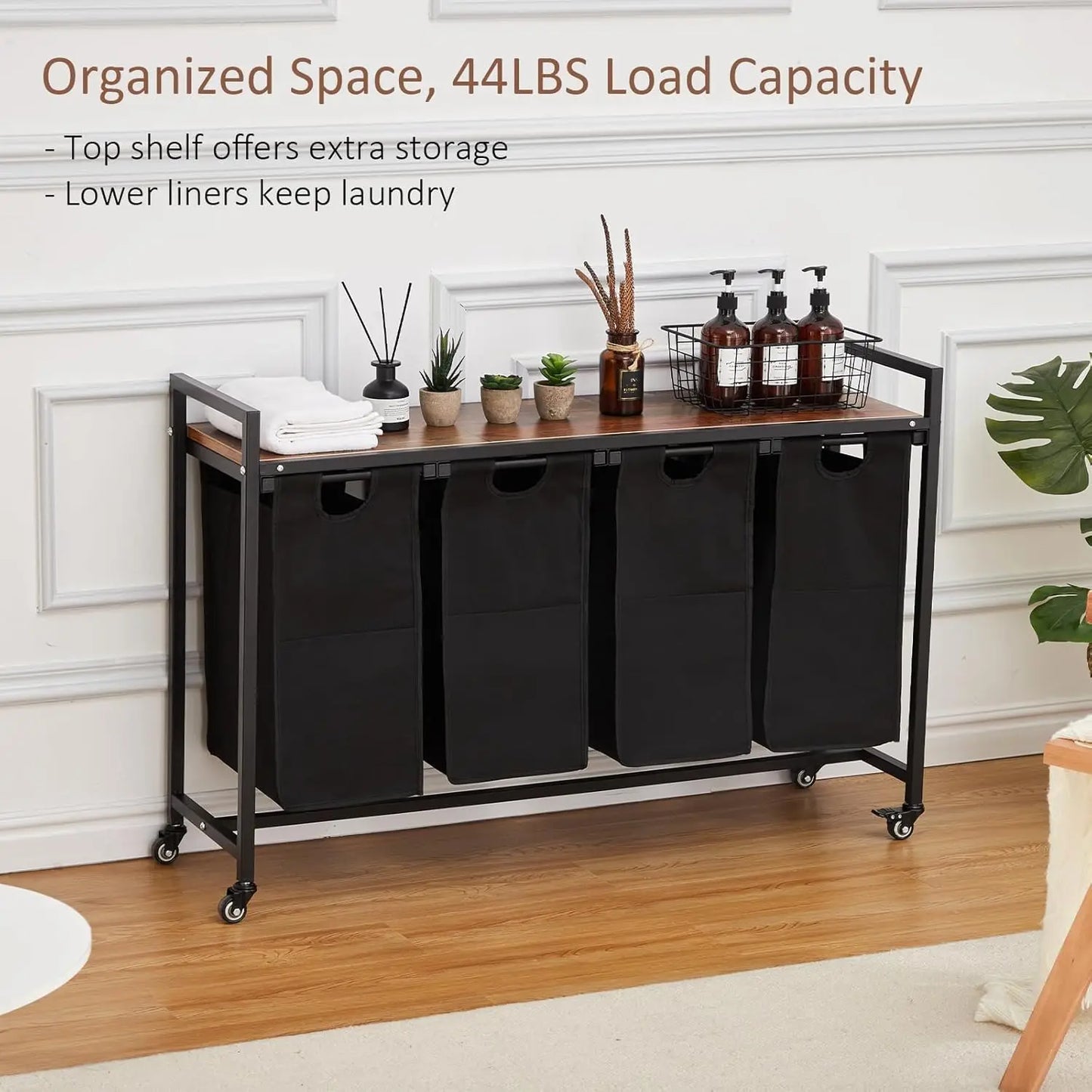 TWISTER.CK Laundry Sorter With 4 Compartments And Wheels