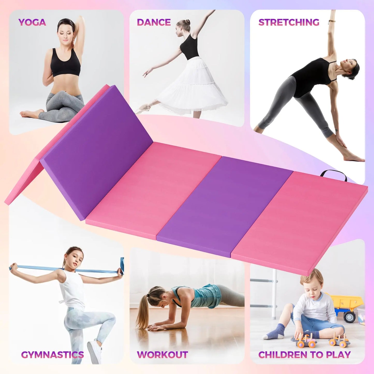 HiMISS Foldable Gymnastics Mat Home Gym Durable Exercise Tumbling Pad