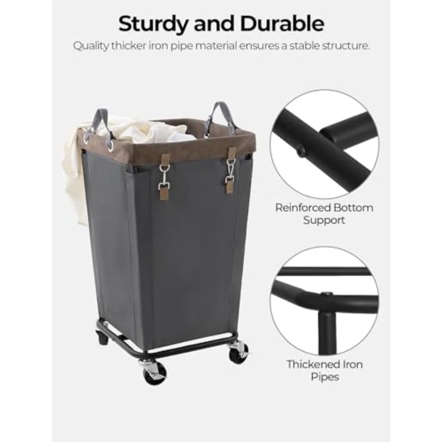 Laundry Basket With Wheels Large Rolling Hamper For Clothes