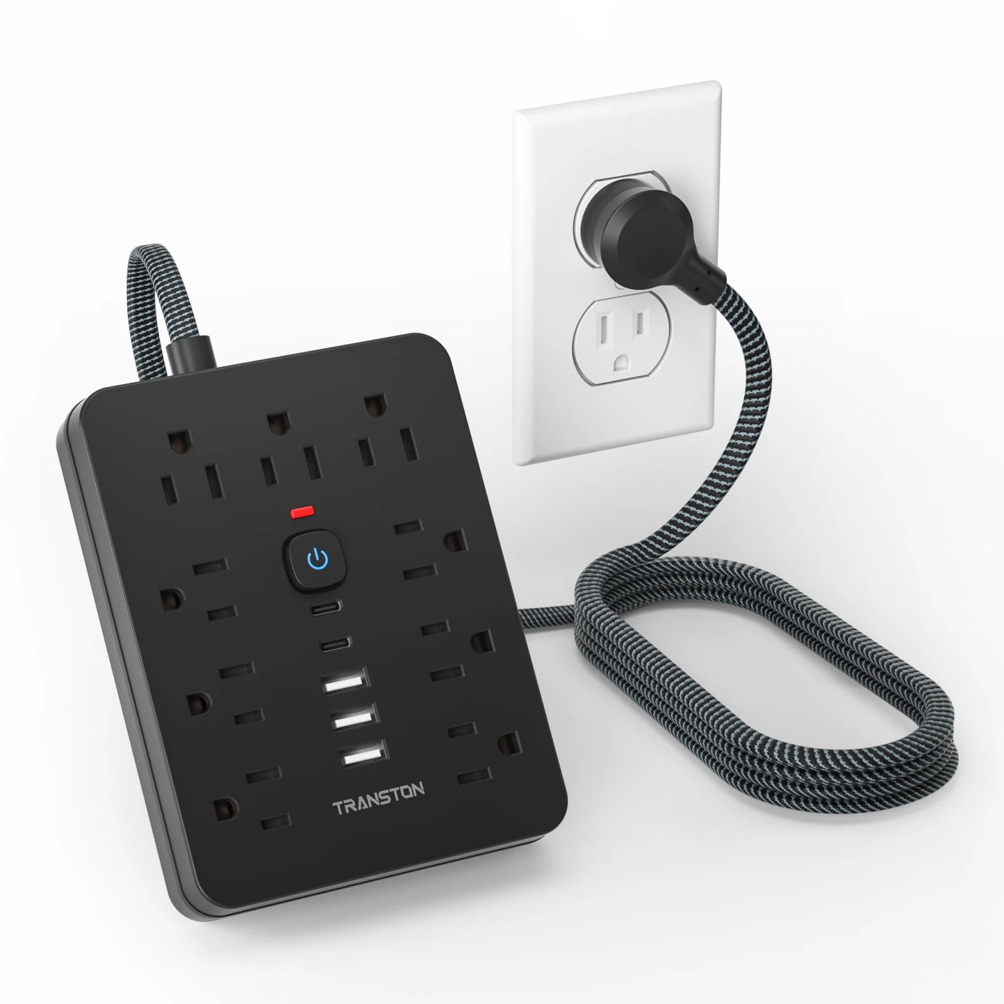 TRANSTON Strip With 9 AC Outlets And USB Surge Protector