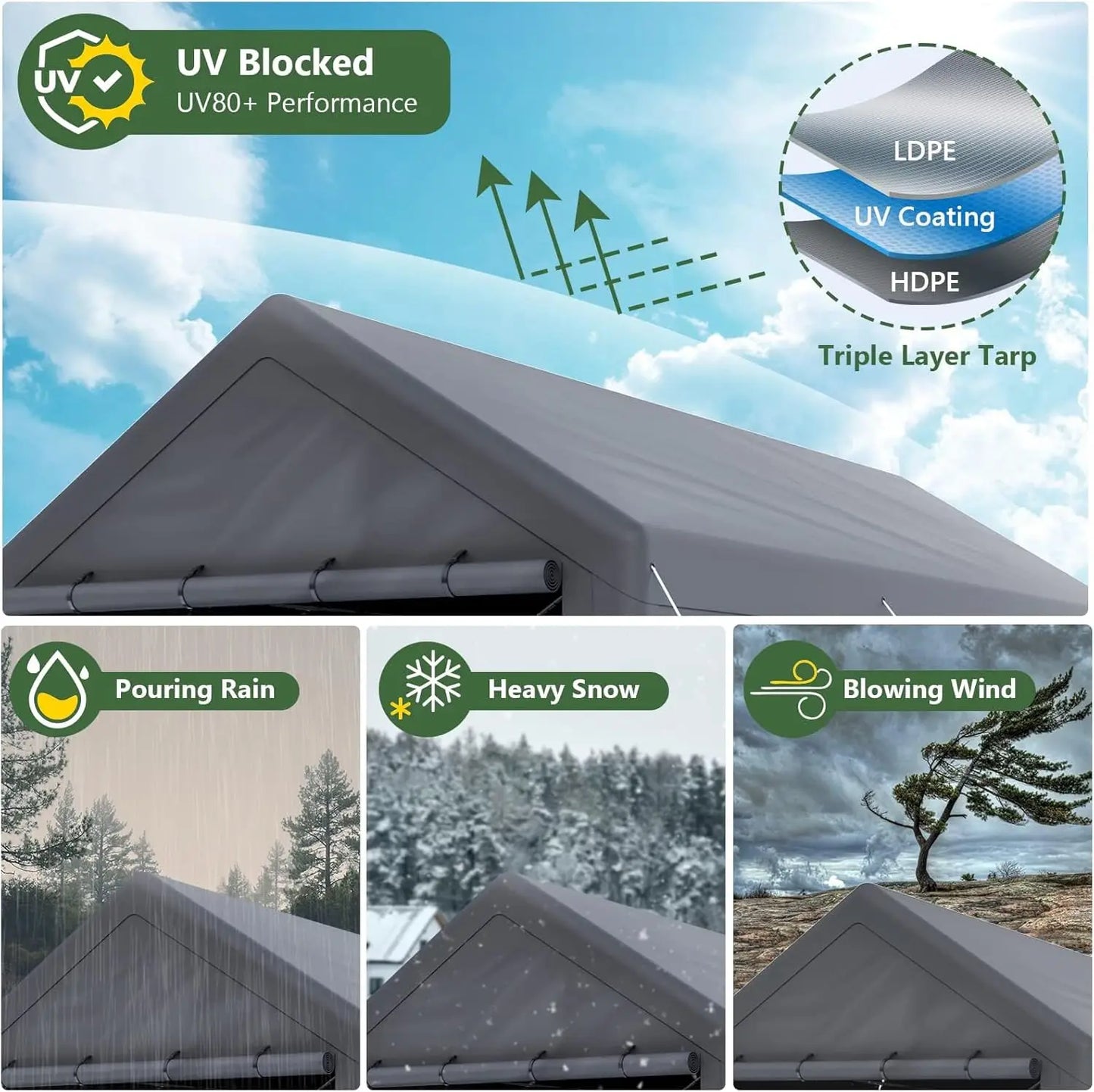 Heavy Duty Steel Carport Canopy Storage Shed Portable Garage