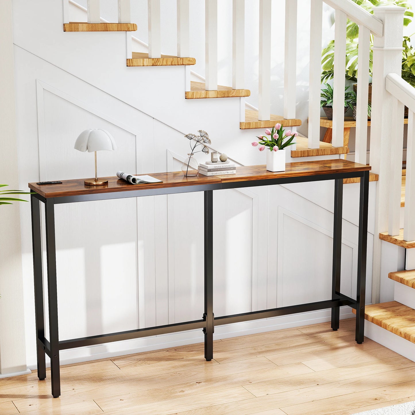 JHK Sofa Table With Charging Station And Bedside Desk