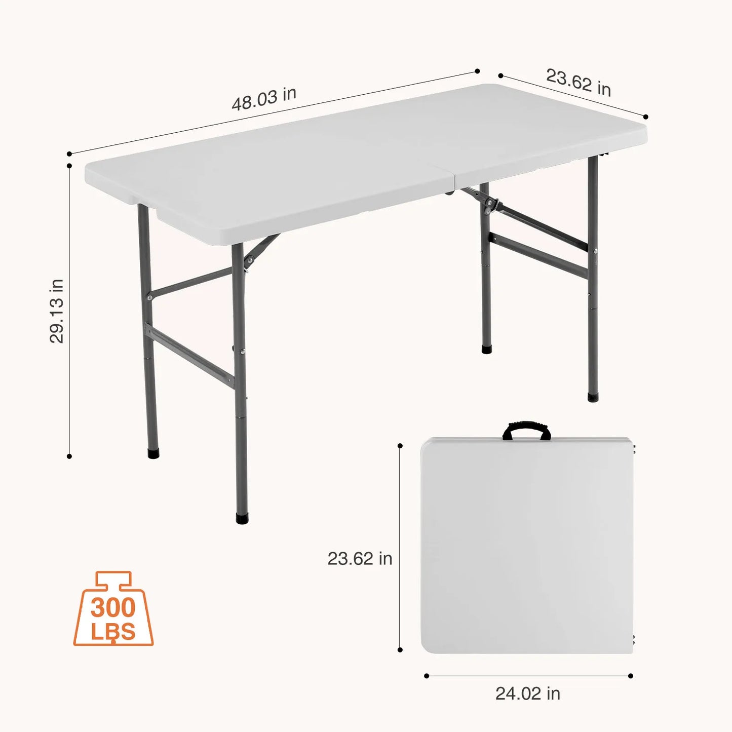 JHK Portable Folding Outdoor Indoor Table Heavy Duty With Handle