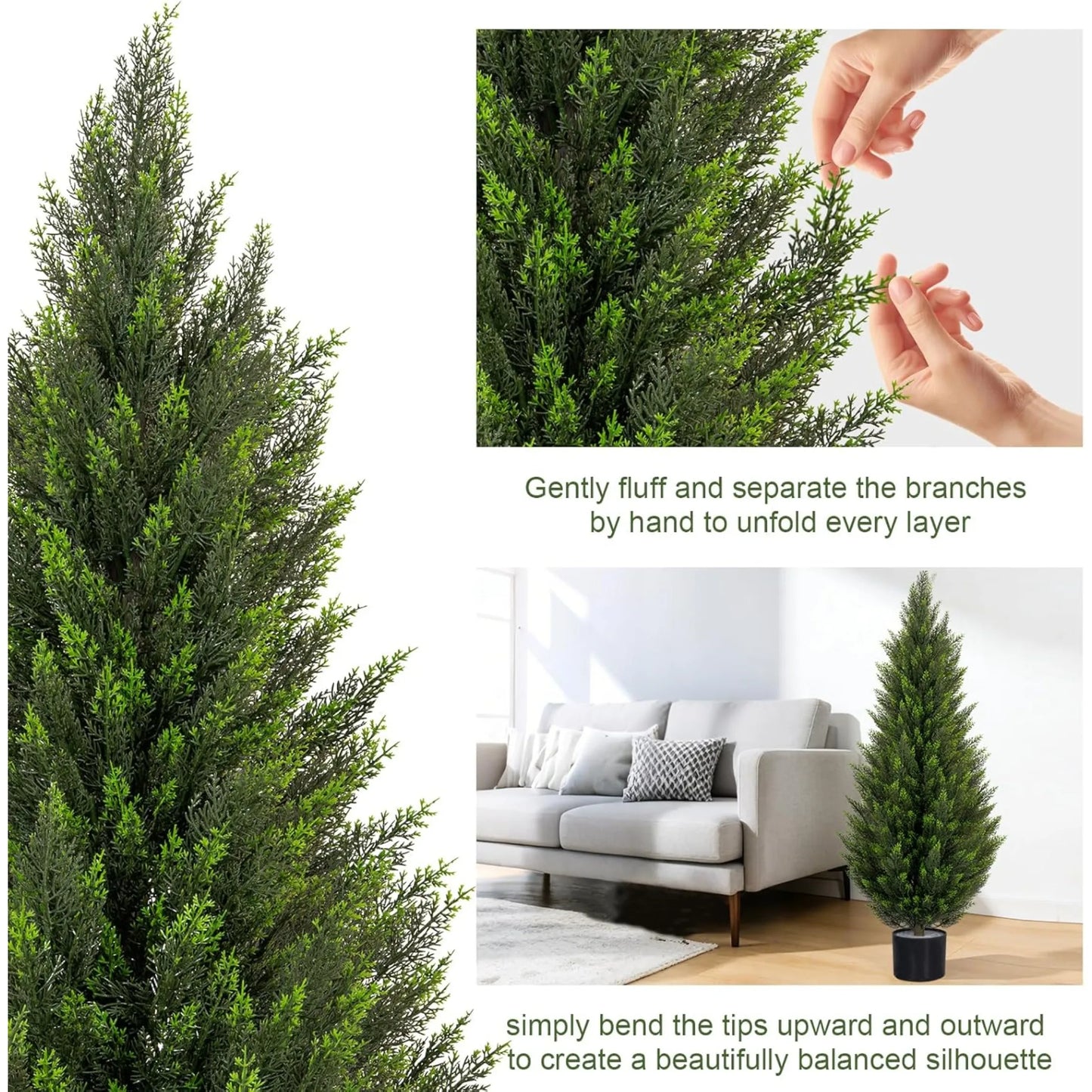 Artificial Topiary Cedar Trees UV-Resistant Faux Evergreen Outdoor Plants