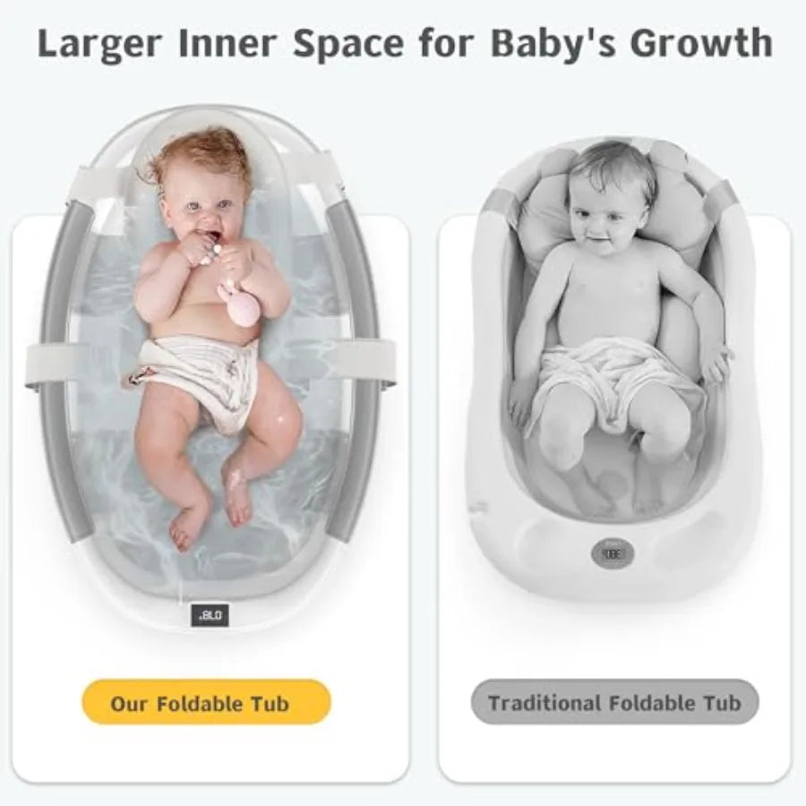 Himold Collapsible Baby Bathtub With Thermometer Cushion