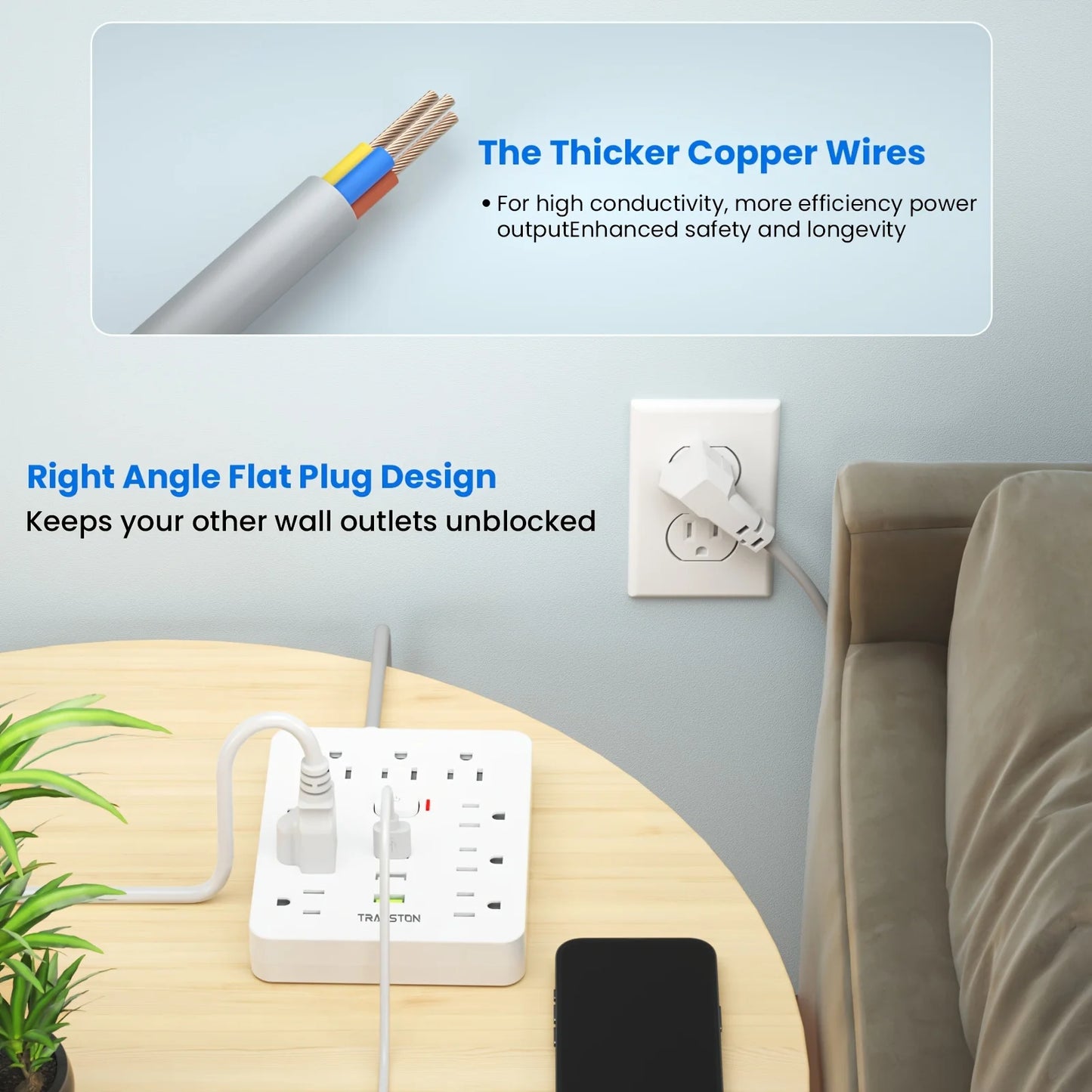 Power Outlet Surge Protector 9 Sockets And 3 USB Ports