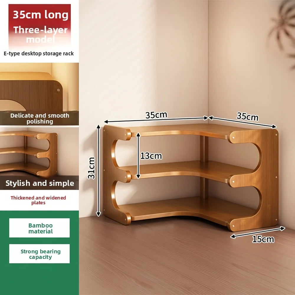 Three Tier Bamboo Corner Shelf Wall Mounted Organizer For Plants And Books