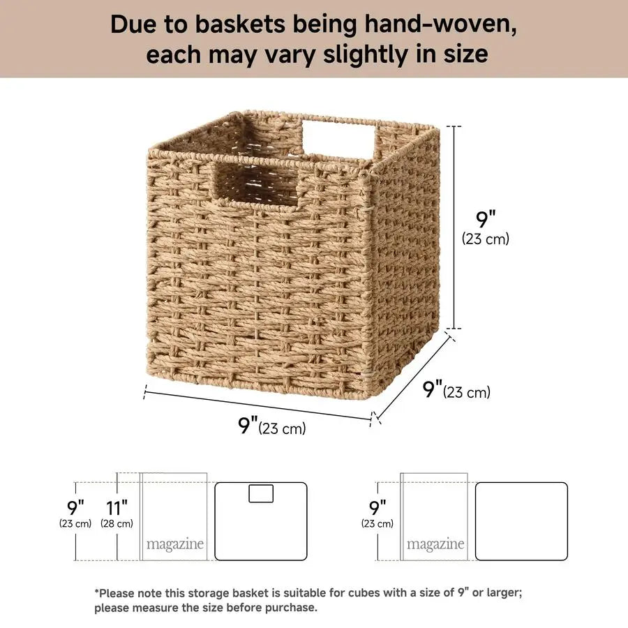 XMSJ Wicker Storage Cubes Handwoven Baskets Paper Rope